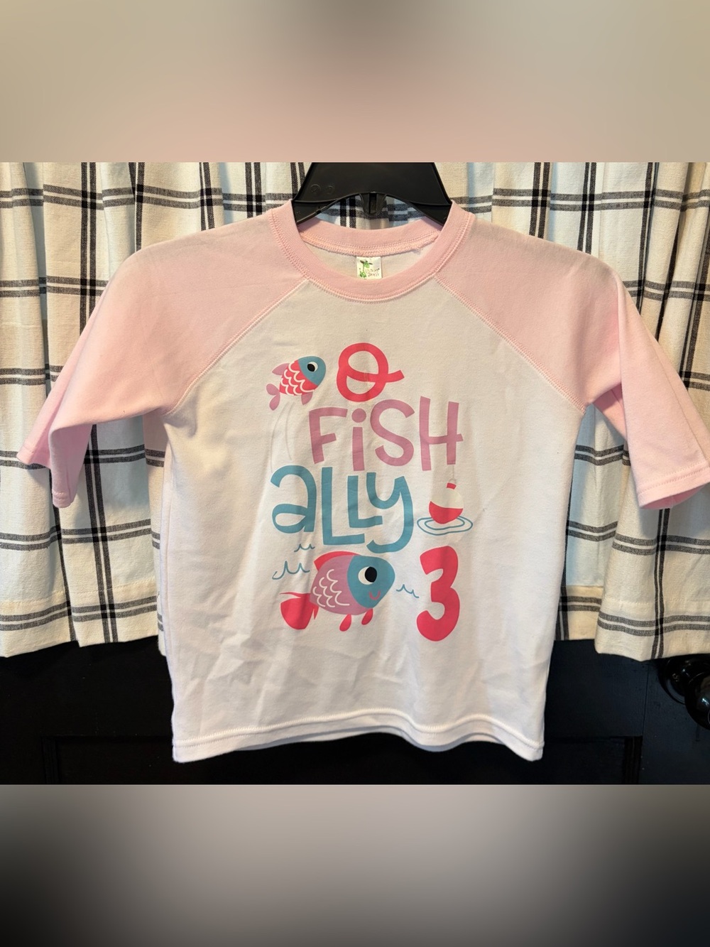 Kids Pink & White 'O Fish Ally 3’ Custom Birthday shirt
